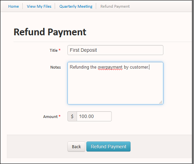refund payment popup